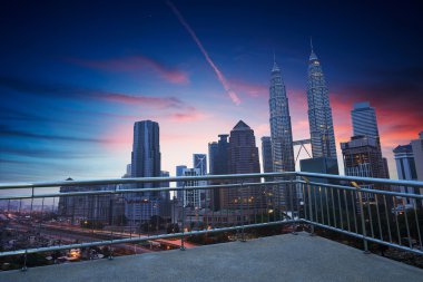 Kuala Lumpur evening skyline clipart
