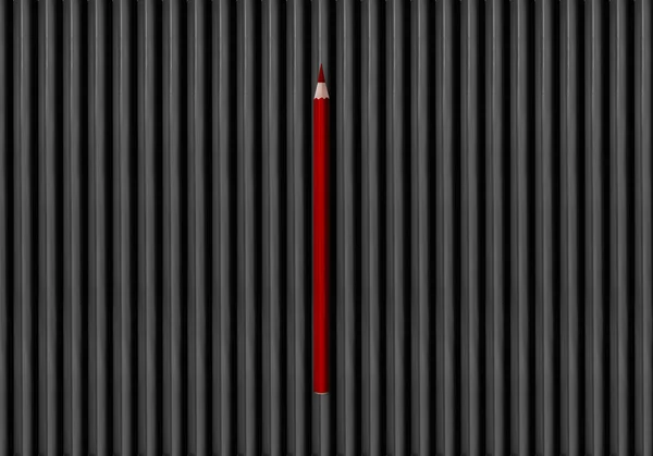 Red pencil standing out from black — Stock Photo, Image