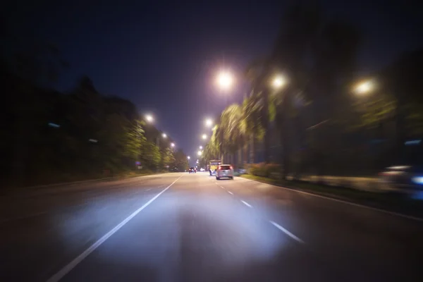 Night road scene motion blur — Stock Photo, Image