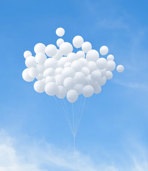 Witte ballonnen in de lucht — Stockfoto