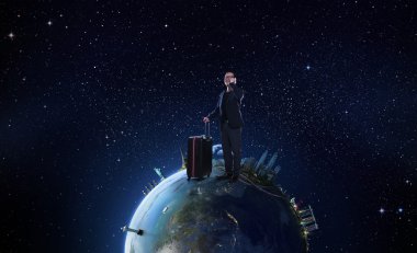 Businessman travels the world concept