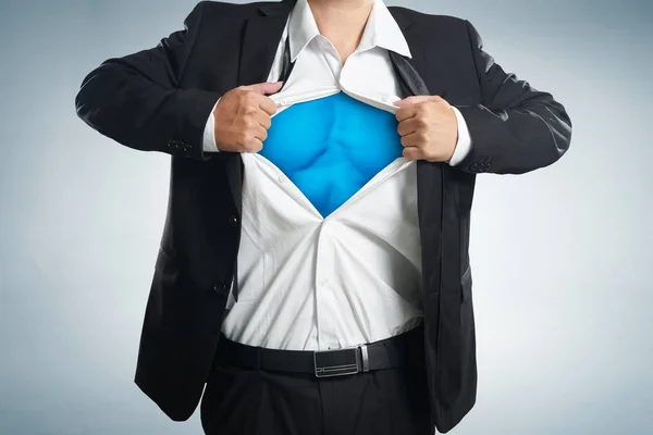 Супергеройський костюм під діловим костюмом — стокове фото