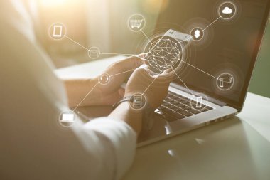 İşadamı ve ağ bağlantısı simgeleri