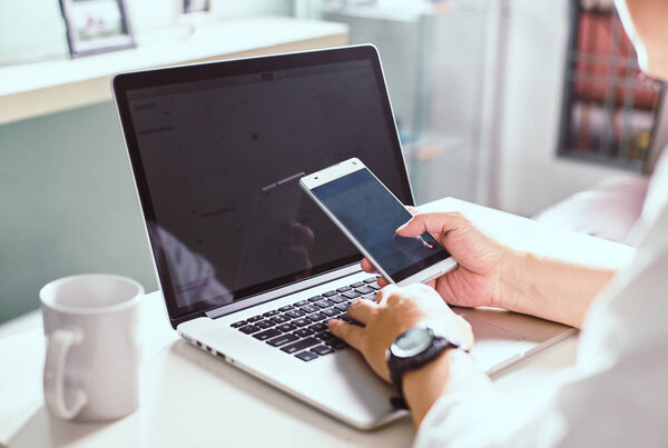 Businessman working with laptop