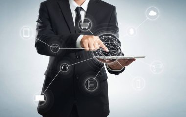 İşadamı ve ağ bağlantısı simgeleri