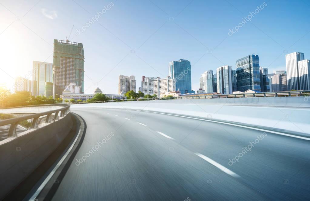 Motion blur of city road