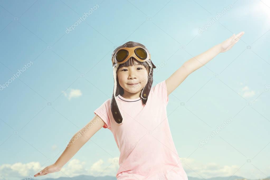 Asian girl wears aviator glasses