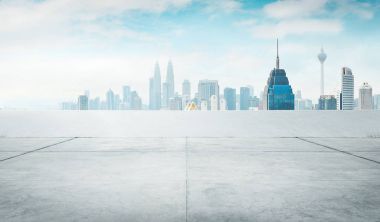 Modern şehir ile boş çatı üst