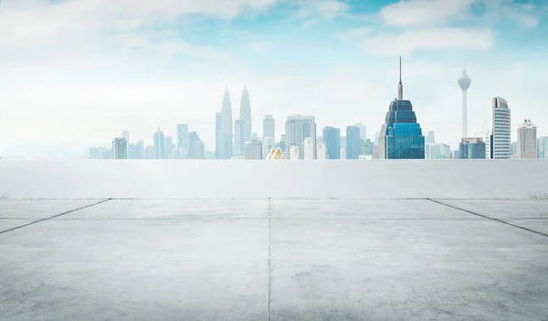 Empty roof top with modern city — Stock Image Empty roof top with modern city Royalty Free Stock Images