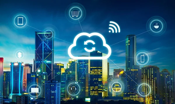 Ciudad inteligente y computación en nube — Foto de Stock
