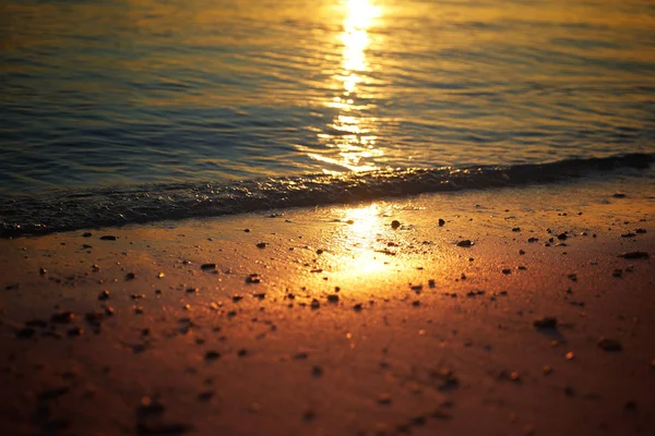 Amanhecer dourado sobre a praia — Fotografia de Stock