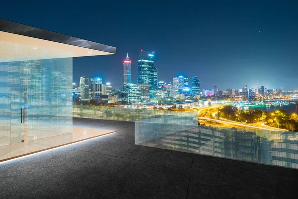Modern stad skyline på natten — Stockfoto