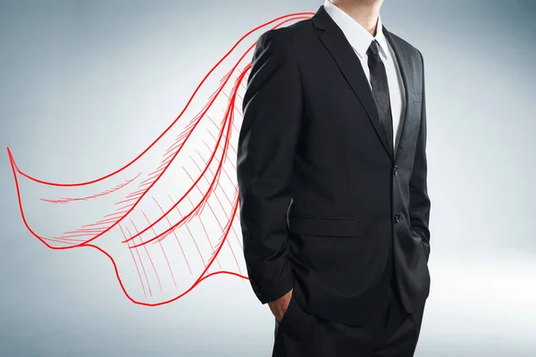 Businessman with drawn cape — Stock Photo, Image
