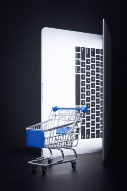 Alışveriş arabası ve laptop.