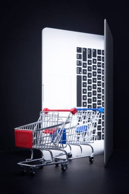 Alışveriş arabası ve laptop.