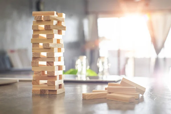 Wood building blocks tower — Stock Photo, Image