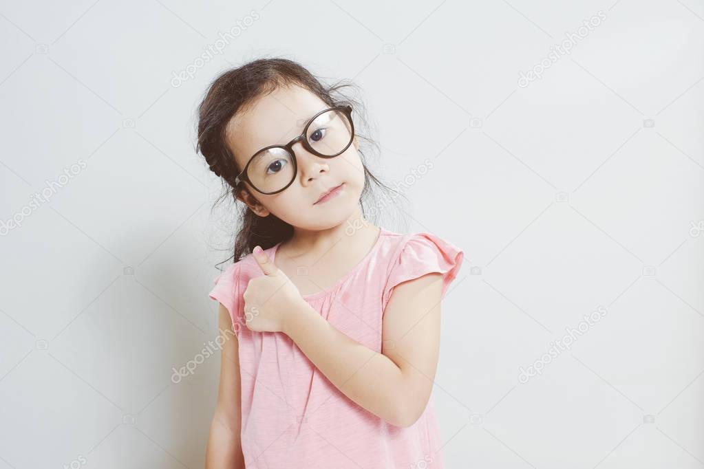 Portrait of little young cute asian  girl  .