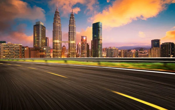 Szybkiego Ruchu Przodu Estakady Piękną Panoramę Miasta Kuala Lumpur Zachód — Zdjęcie stockowe