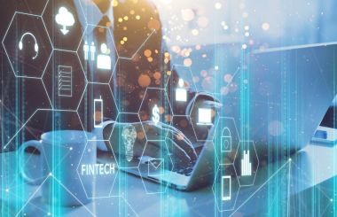 Fintech simgesi ve şeylerin Internet 