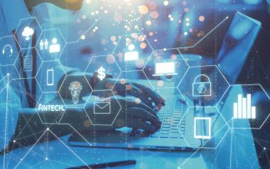 Fintech simgesi ve şeylerin Internet 