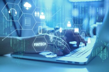 Fintech simgesi ve şeylerin Internet 