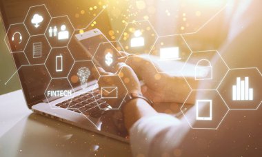 Fintech simgesi ve şeylerin Internet 