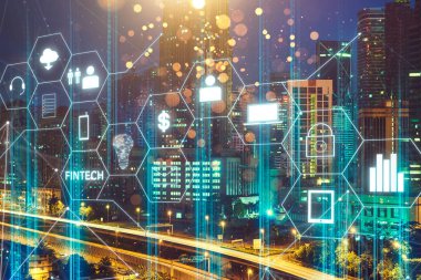 Fintech simgesi ve şeylerin Internet 