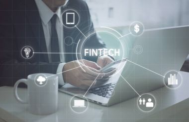 Fintech simgesi olan işadamı 
