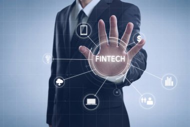 Fintech simgesi olan işadamı