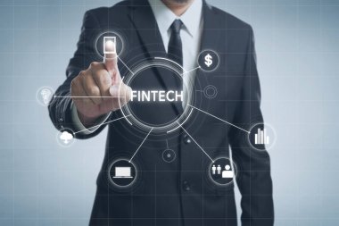 Fintech simgesi olan işadamı