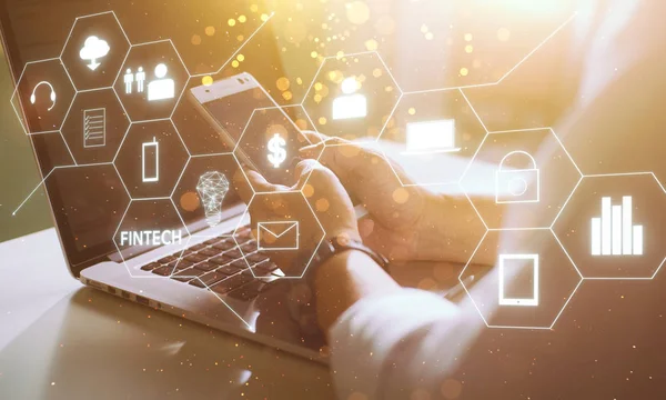 Fintech simgesi ve şeylerin Internet 