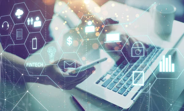 Fintech simgesi ve şeylerin Internet 