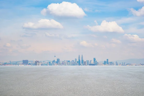 Panorámás Városra Üres Beton Padló — Stock Fotó