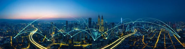 soyut cityscape ve ağ bağlantı kavramı