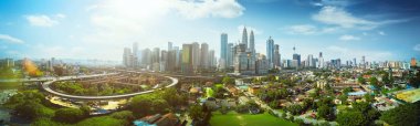 Panorama cityscape görünümü gündüz, Malezya Kuala Lumpur Şehir merkezinin ortasında