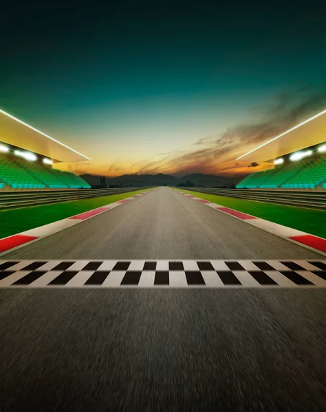 Motion Blurred Racetrack Start Line Night Scene Vertical Poster Format — Stock Photo, Image