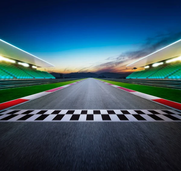 Movimento Desfocado Pista Corrida Com Linha Início Cena Nocturna Formato — Fotografia de Stock