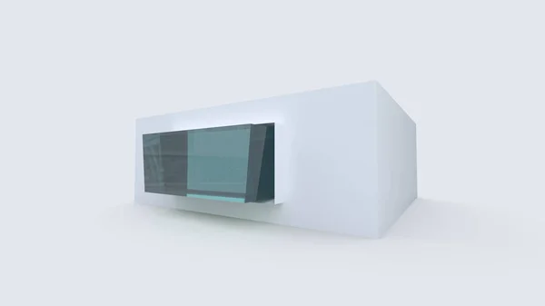 Render Abstract High Key Small White Box Shape Tiny House — Stock Photo, Image