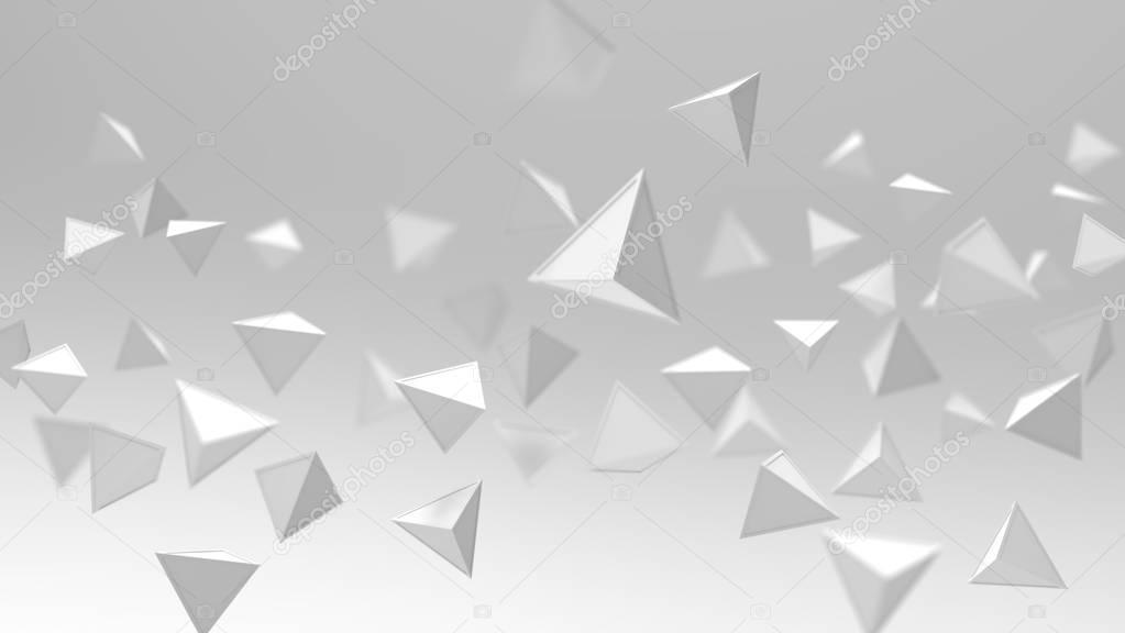 3d rendering of triangle geometric shapes, abstract high key and selected focus background .