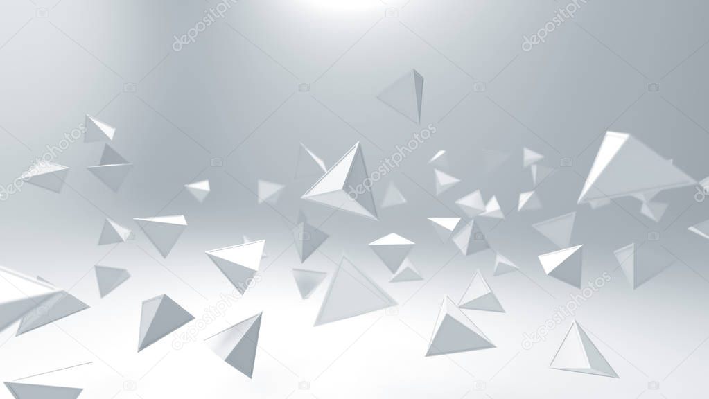 Abstract white triangles, geometric shapes  