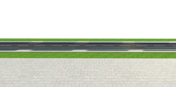 Renderstraße Mit Tunnel Und Grünfläche Seitenansicht — Stockfoto