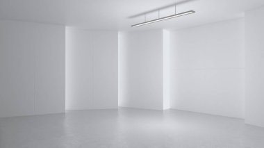 3D render minimalist ve modern tasarım Stüdyo Oda alan arka plan, aydınlatma yüksek anahtar .