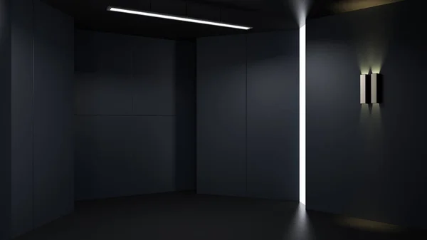 Візуалізація Мінімалістичного Сучасного Дизайну Студійного Простору Фону Кімнати Низьке Ключове — стокове фото