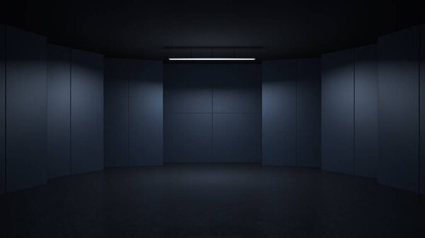 3D рендеринг минималистский и современный дизайн студии пространство фона, низкий ключ освещения
 .