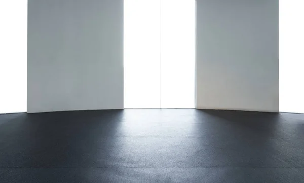 Перегородка Біла Цементна Скляна Стіна Сірим Гумовим Покриттям Килимове Покриття — стокове фото