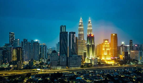 Dramatická Scenérie Panorama Města Kuala Lumpur Soumraku — Stock fotografie