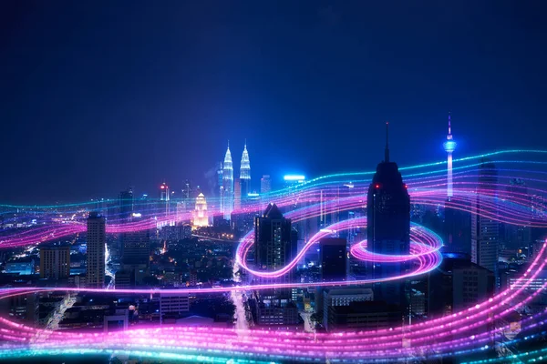 Smart city big data kapcsolat technológiai koncepció . — Stock Fotó
