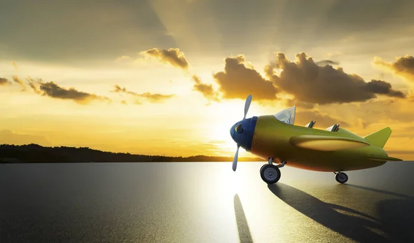Eski Sevimli Sarı Mavi Renkli Iki Koltuklu Uçağın Yan Açısı — Stok fotoğraf