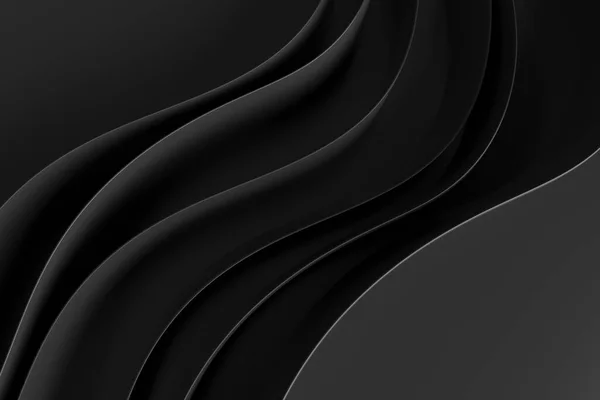 Abstrato Ondas Negras Background Rendering — Fotografia de Stock