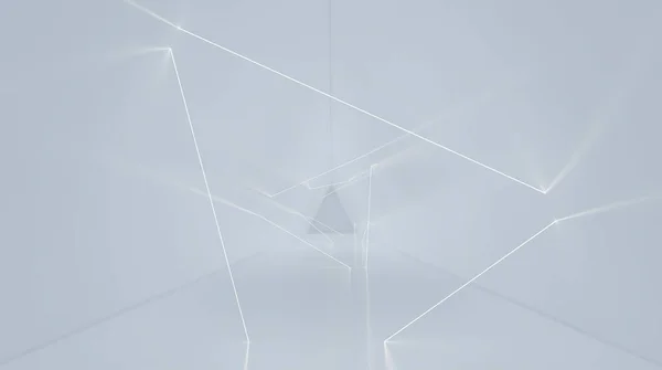 Luz Fluorescente Branca Brilhante Abstrata Sala Espaço Triângulo Renderização — Fotografia de Stock